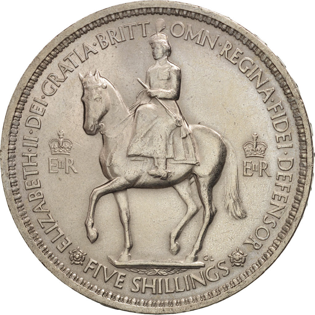 Great Britain, Elizabeth II, Crown, 1953, MS(63), Copper-nickel, KM:894