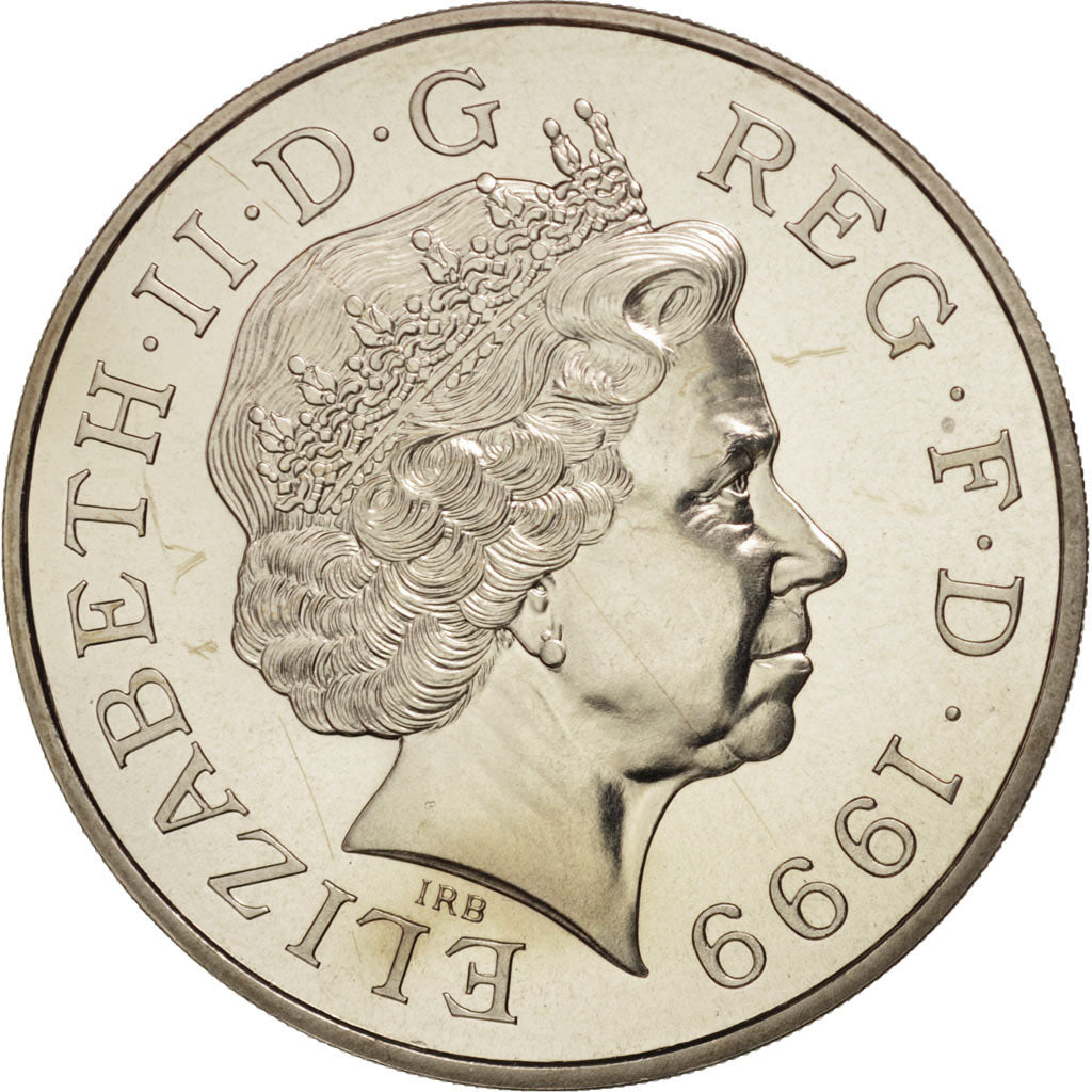 Great Britain, Elizabeth II, 5 Pounds, 1999, MS(63), Copper-nickel, KM:997