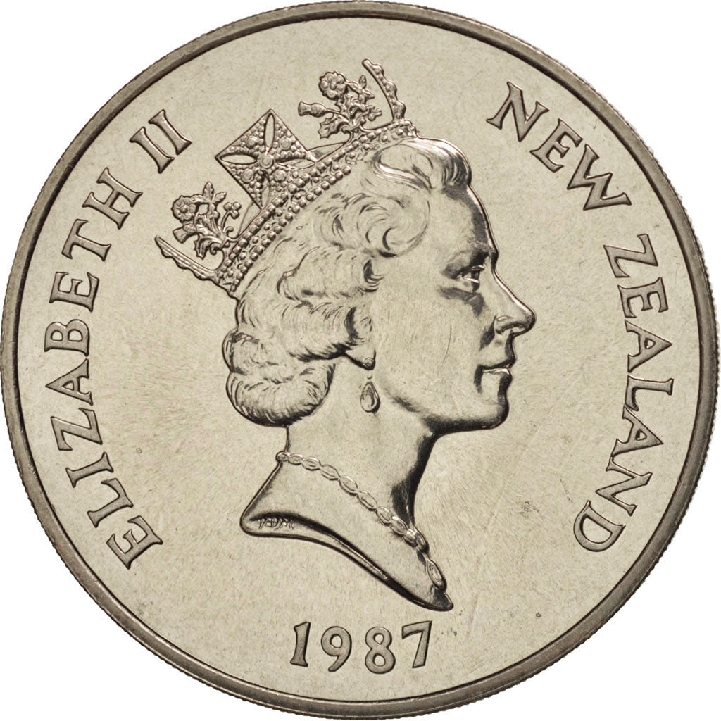 New Zealand, Elizabeth II, Dollar, 1987, MS(63), Copper-nickel, KM:65
