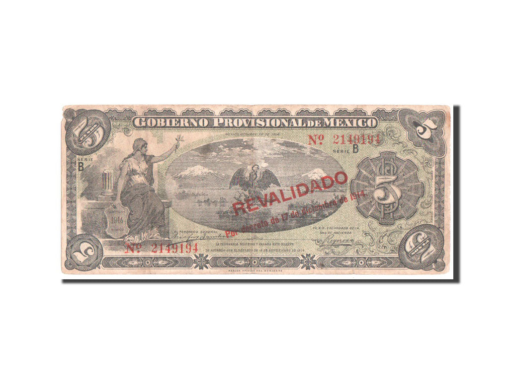 Mexico - Revolutionary, 5 Pesos, 1914, KM #S702b, VF(20-25), B
