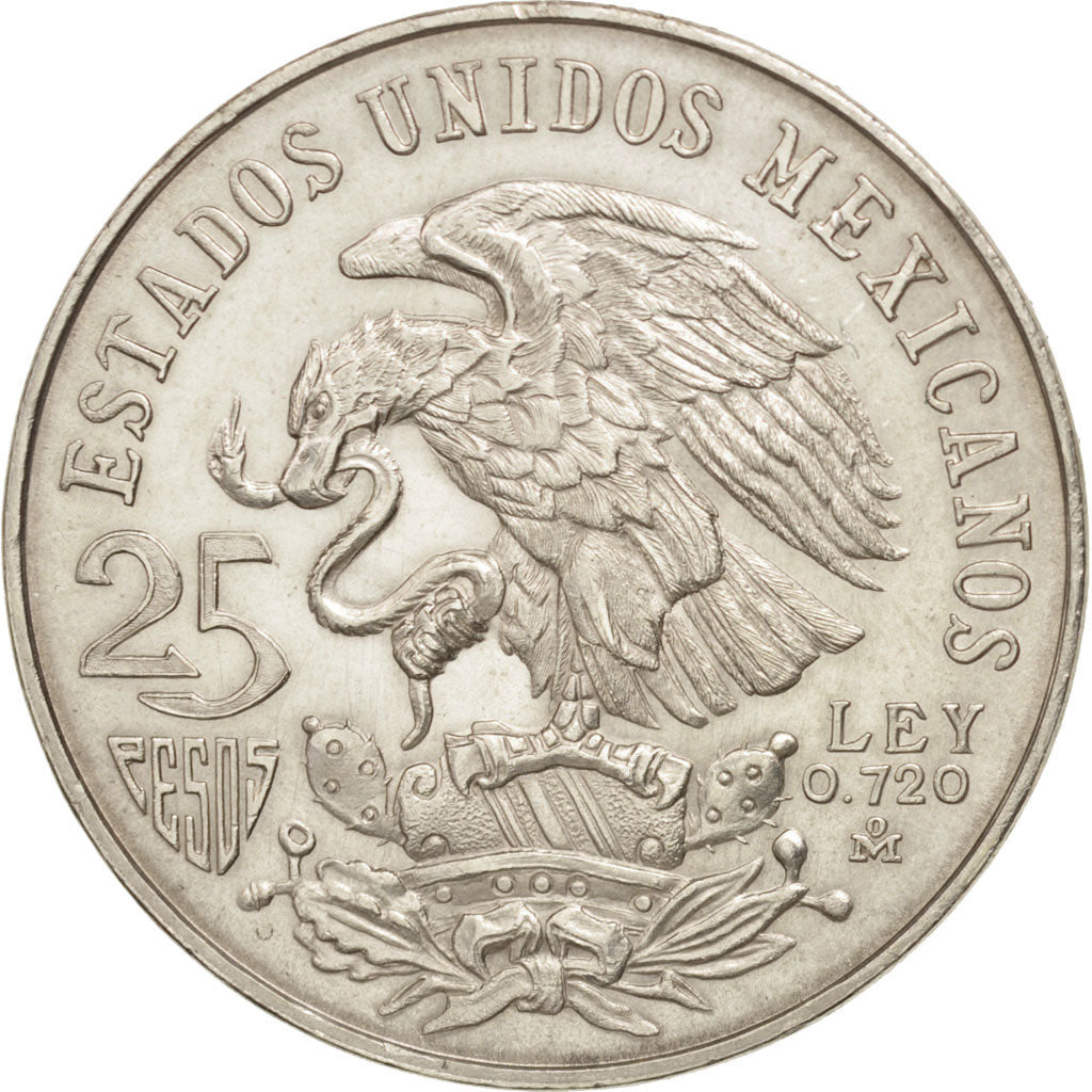 Mexico, 25 Pesos, 1968, Mexico City, AU(55-58), Silver, KM:479.2