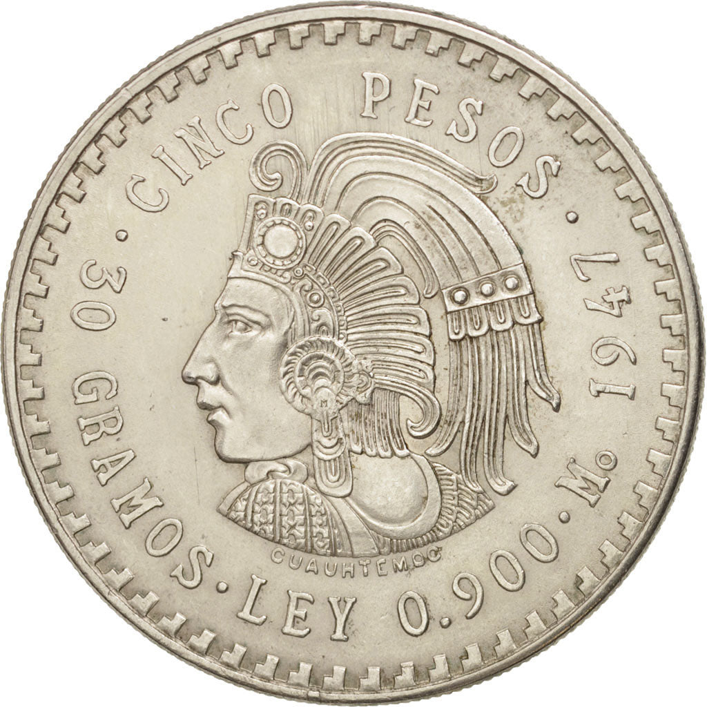 Mexico, 5 Pesos, 1947, Mexico City, AU(55-58), Silver, KM:465
