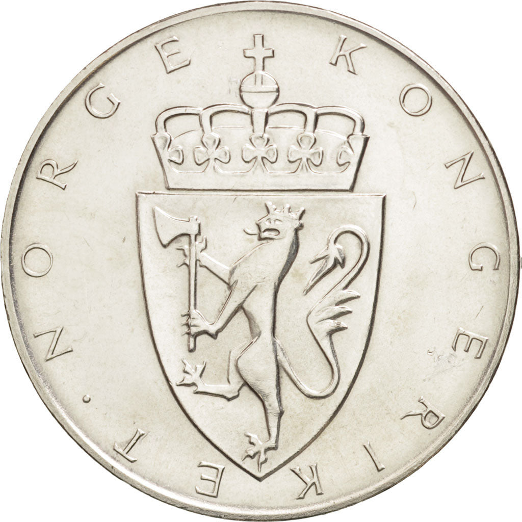Norway, Haakon VII, 10 Kroner, 1964, AU(55-58), Silver, KM:413