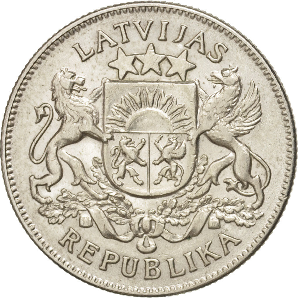 Latvia, 2 Lati, 1925, AU(50-53), Silver, KM:8