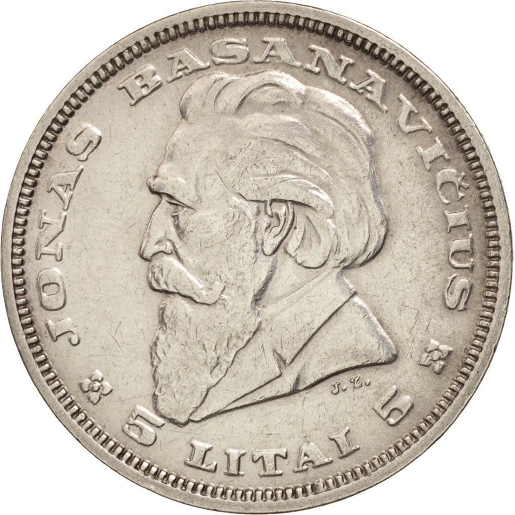 Lithuania, 5 Litai, 1936, AU(50-53), Silver, KM:82