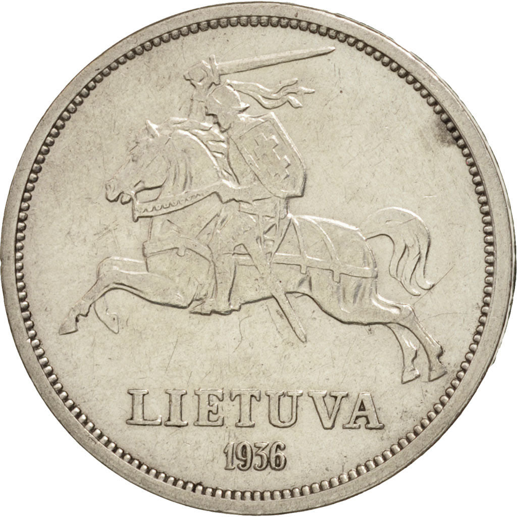 Coin, Lithuania, 5 Litai, 1936, AU(50-53), Silver, KM:82