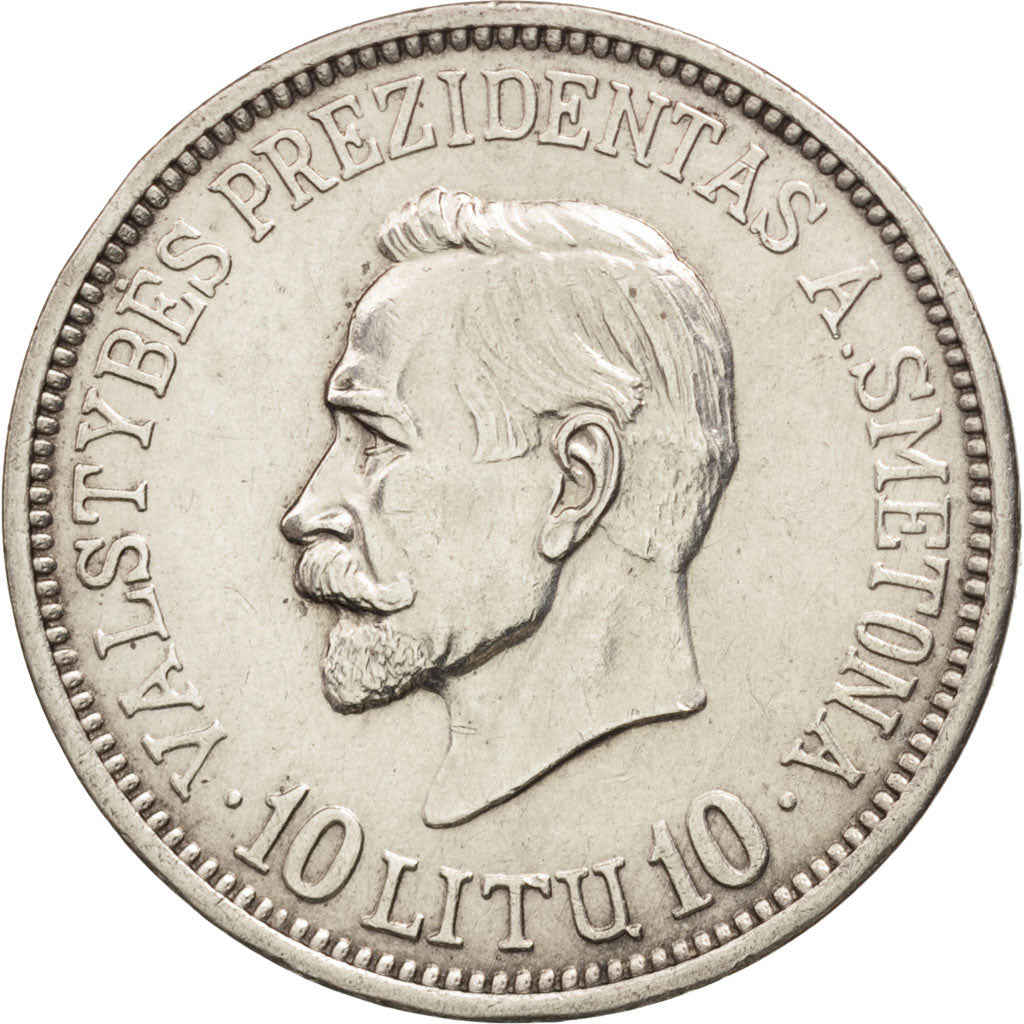 Lithuania, 10 Litu, 1938, AU(50-53), Silver, KM:84