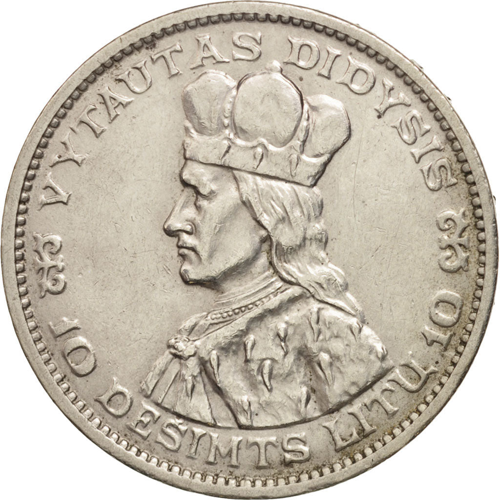Lithuania, 10 Litu, 1936, AU(50-53), Silver, KM:83