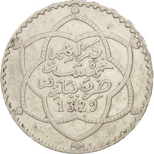 Monnaie, Maroc, 'Abd al-Hafiz, 1/2 Rial, 5 Dirhams, 1911, bi-Bariz, Paris, TTB+