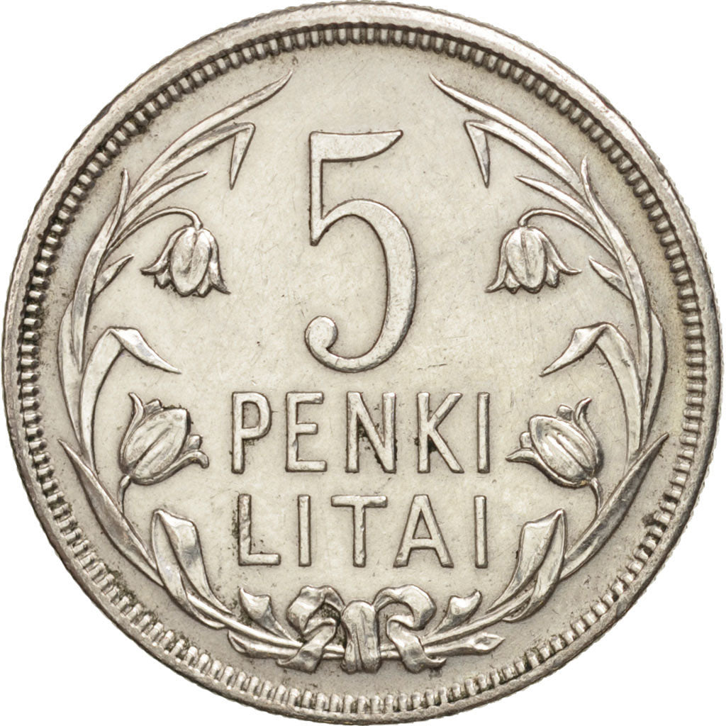 Lithuania, 5 Litai, 1925, King's Norton, AU(50-53), Silver, KM:78