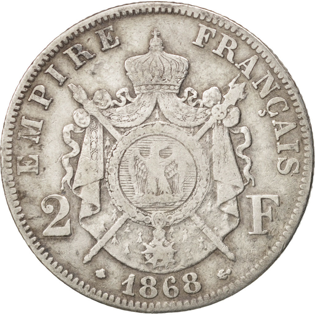 Monnaie, France, Napoleon III, Napoléon III, 2 Francs, 1868, Paris, TB+