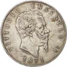Italy, Vittorio Emanuele II, 5 Lire, 1871, Milan, EF(40-45), Silver, KM:8.3