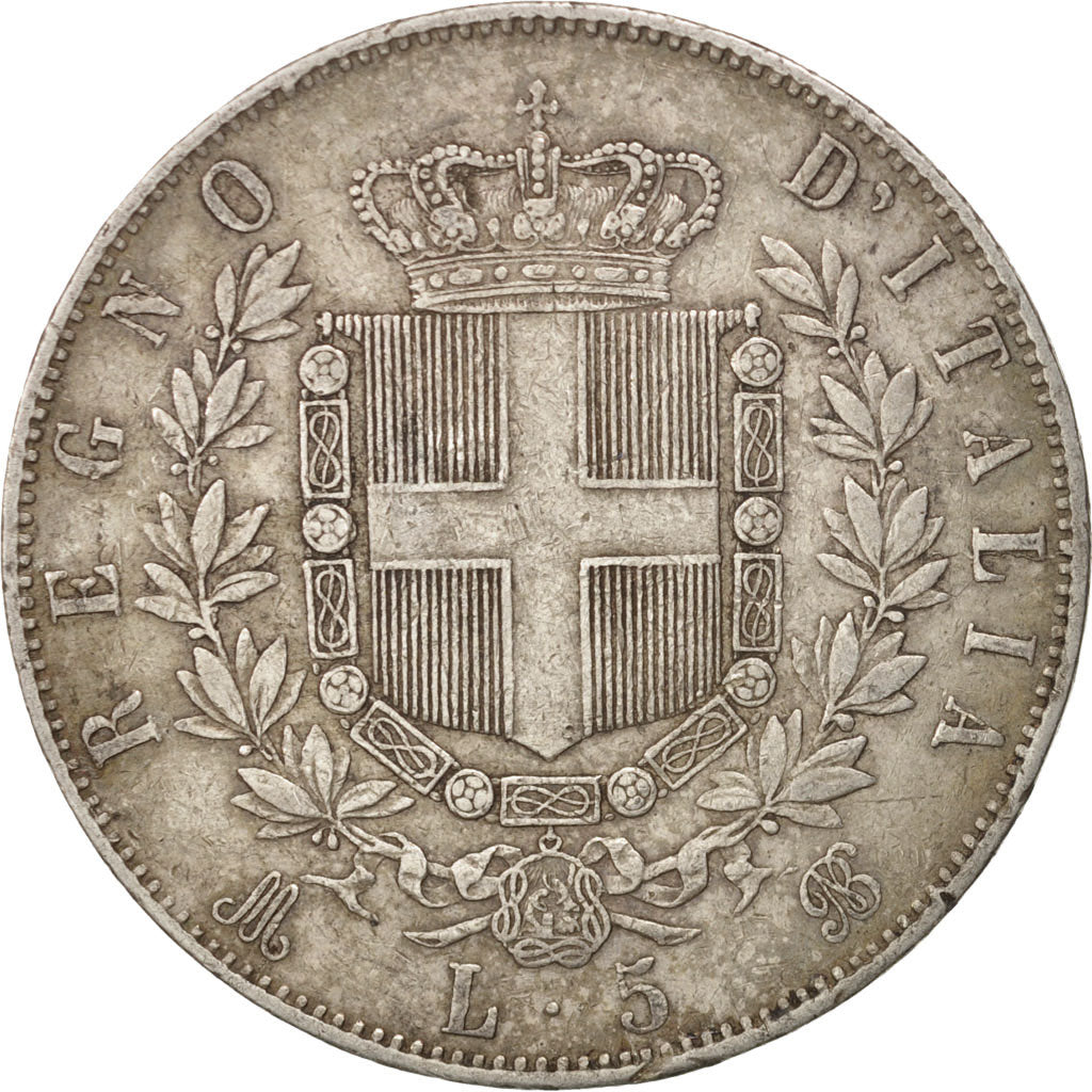 Italy, Vittorio Emanuele II, 5 Lire, 1871, Milan, EF(40-45), Silver, KM:8.3