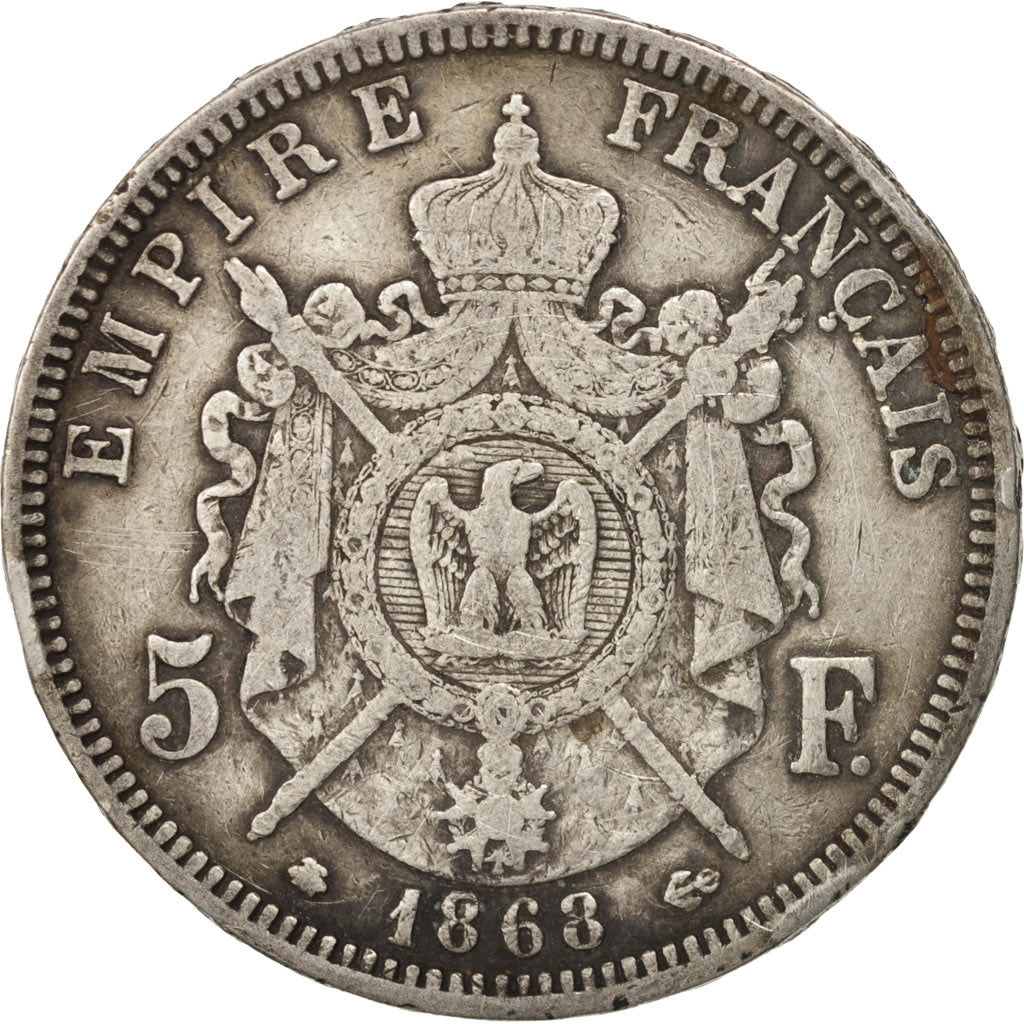 France, 5 Francs, 1868, Paris, VF(20-25), Silver, KM:799.1