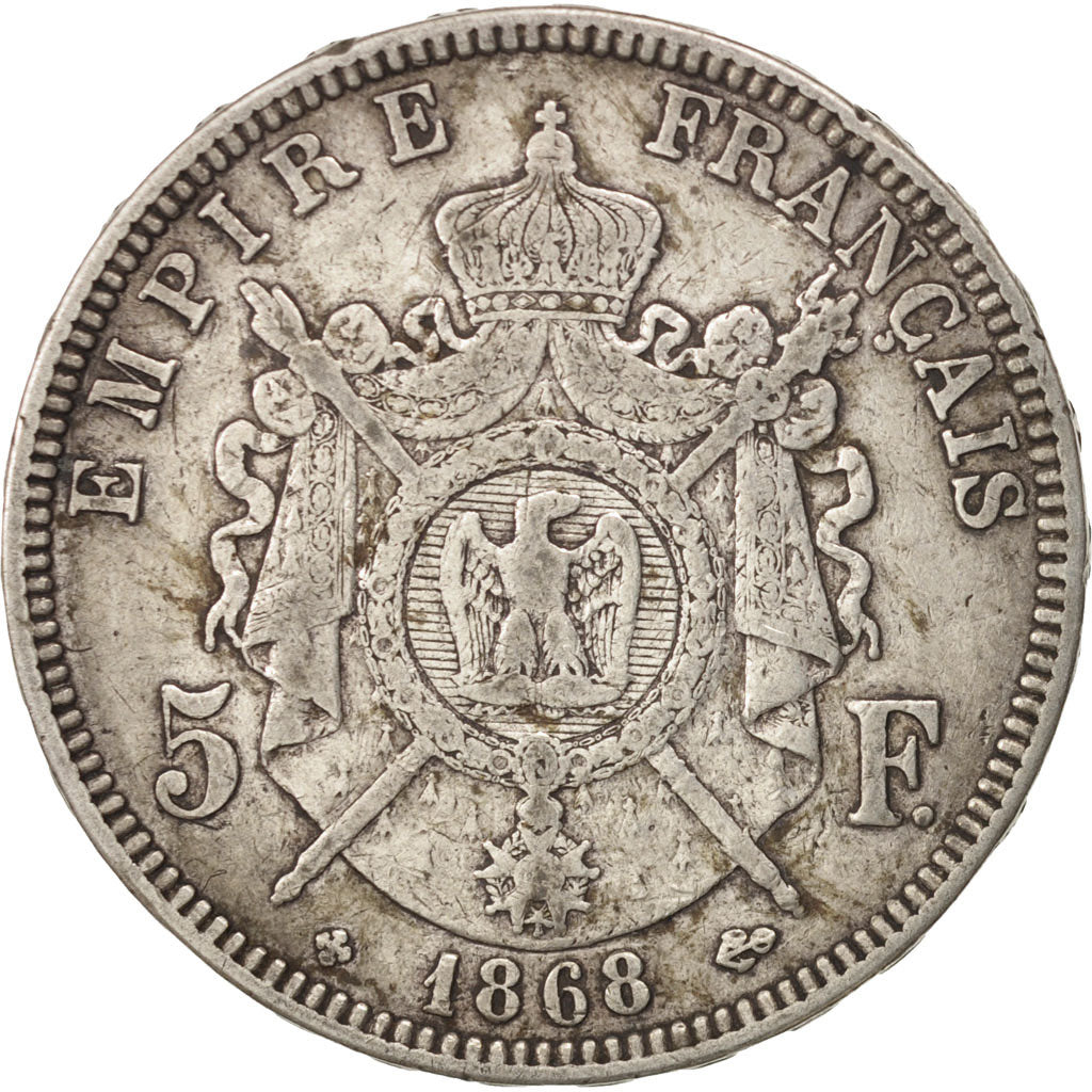 Coin, France, Napoléon III, 5 Francs, 1868, Strasbourg, VF(30-35), Silver