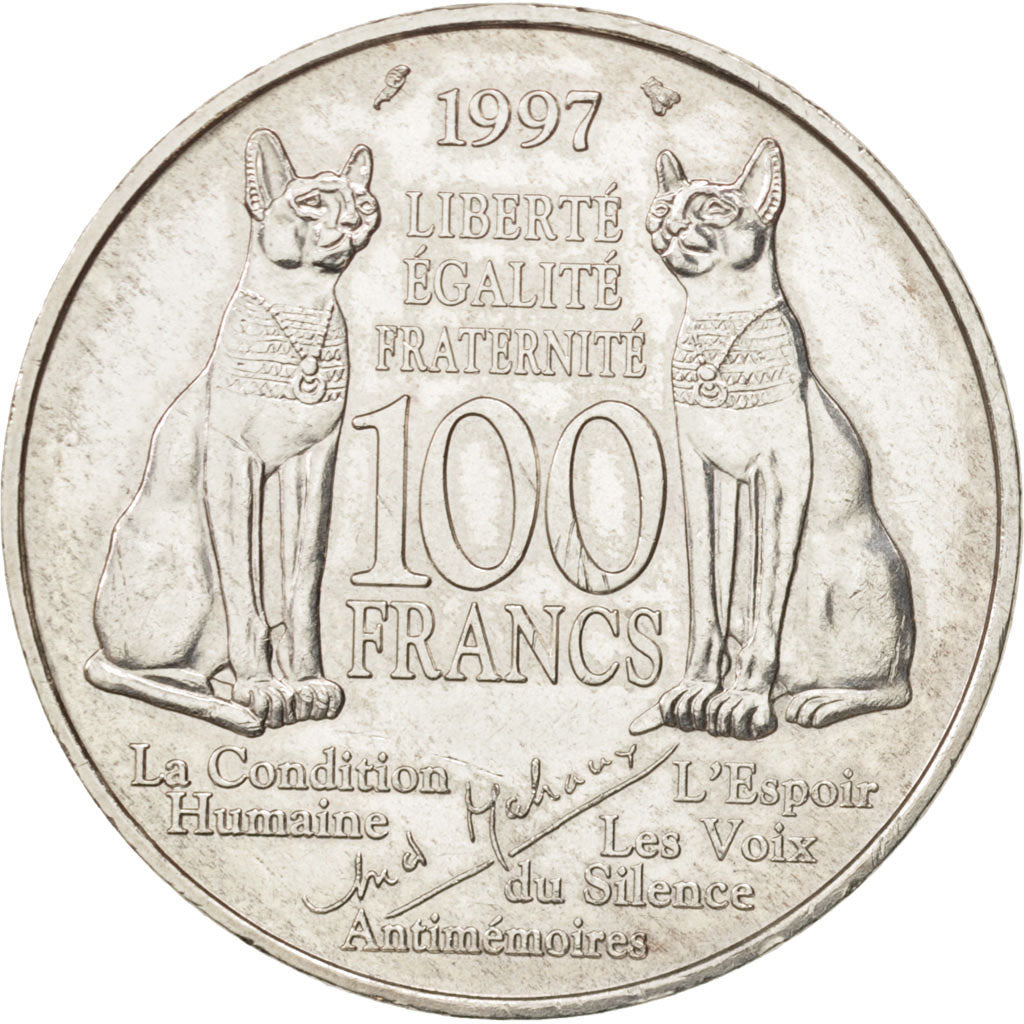 Moneda, Francia, André Malraux, 100 Francs, 1997, EBC, Plata, KM:1188