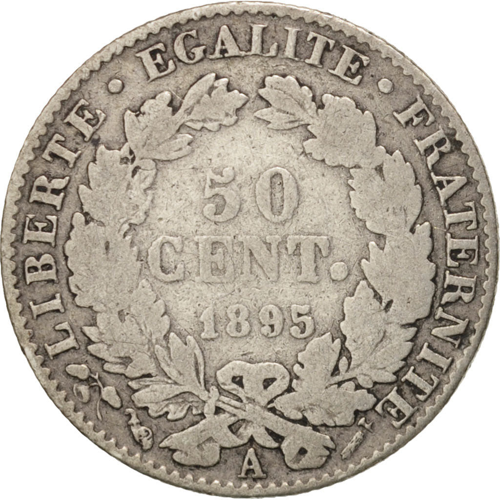 France, Cérès, 50 Centimes, 1895, Paris, VF(20-25), Silver, KM:834.1