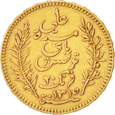 Moneda, Túnez, Ali Bey, 20 Francs, 1897, Paris, MBC+, Oro, KM:227