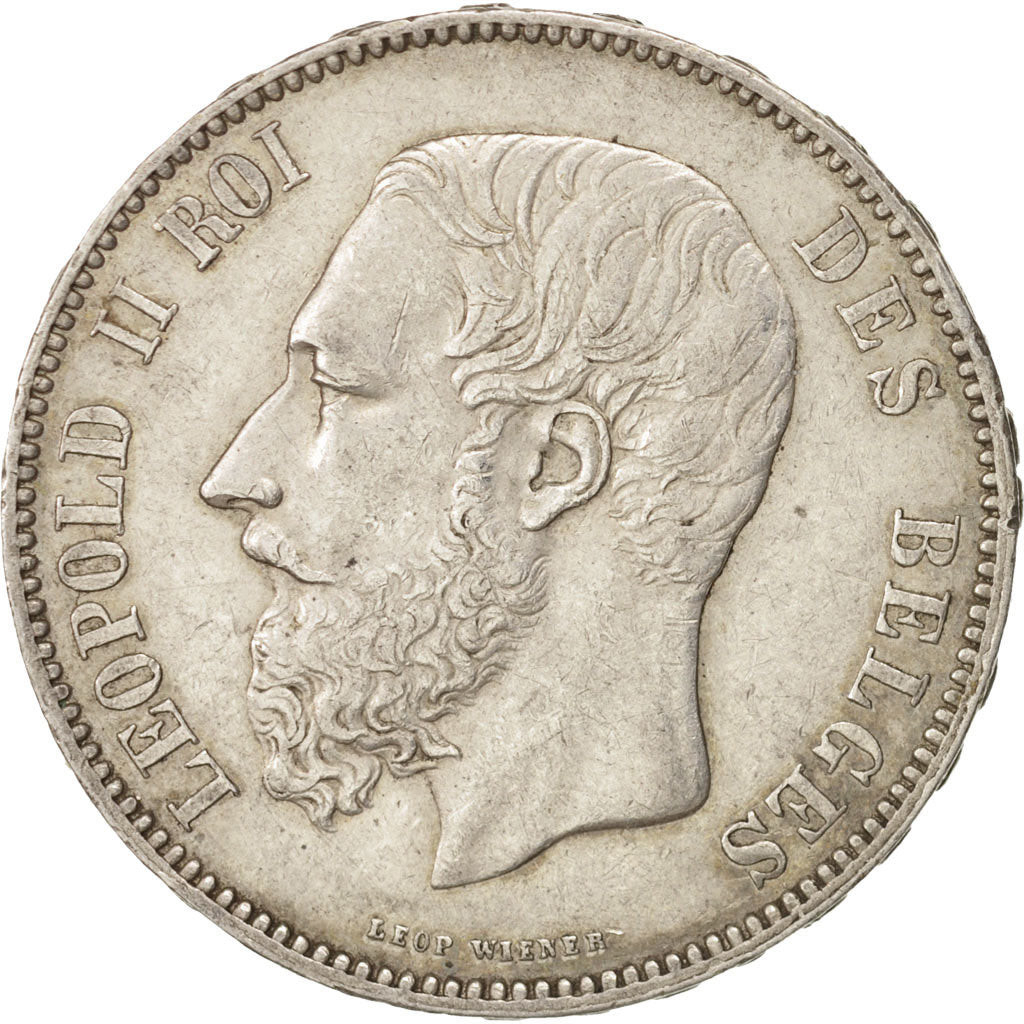 Belgium, Leopold II, 5 Francs, 5 Frank, 1876, EF(40-45), Silver, KM:24