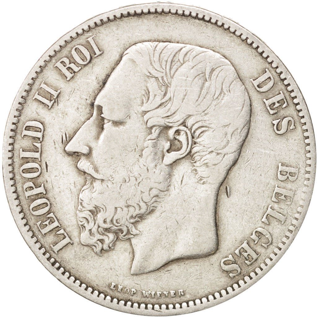 Belgium, Leopold II, 5 Francs, 5 Frank, 1867, VF(20-25), Silver, KM:24