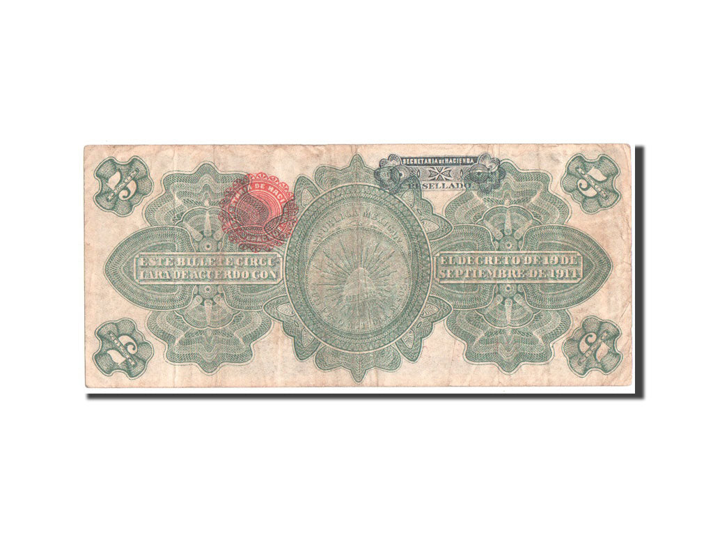 Banconote, Messico - Rivoluzionario, 5 Pesos, 1914, MB+