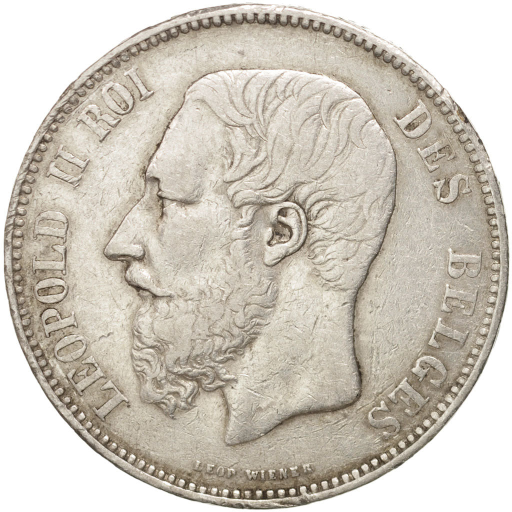 Moneta, Belgio, Leopold II, 5 Francs, 5 Frank, 1867, MB+, Argento, KM:24