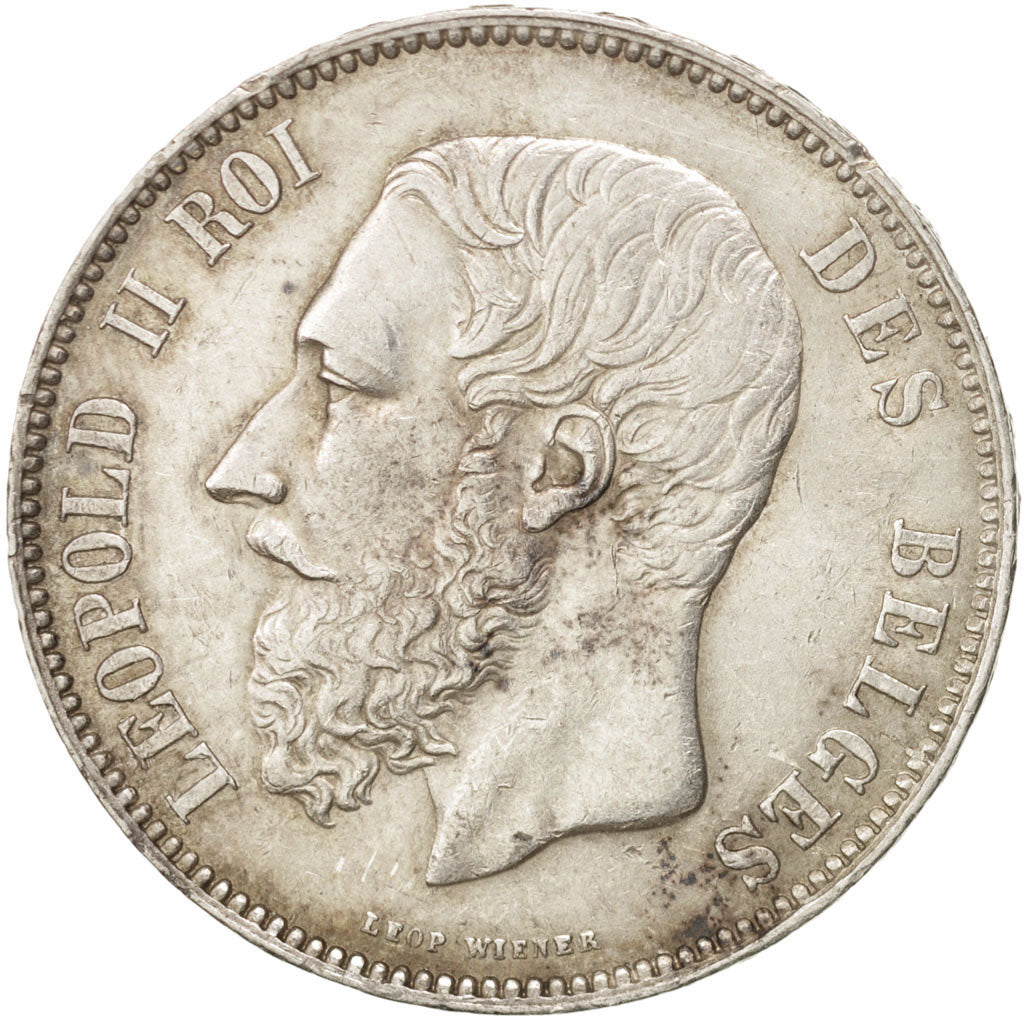 Belgium, Leopold II, 5 Francs, 5 Frank, 1874, AU(50-53), Silver, KM:24