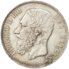 Belgium, Leopold II, 5 Francs, 5 Frank, 1874, AU(50-53), Silver, KM:24
