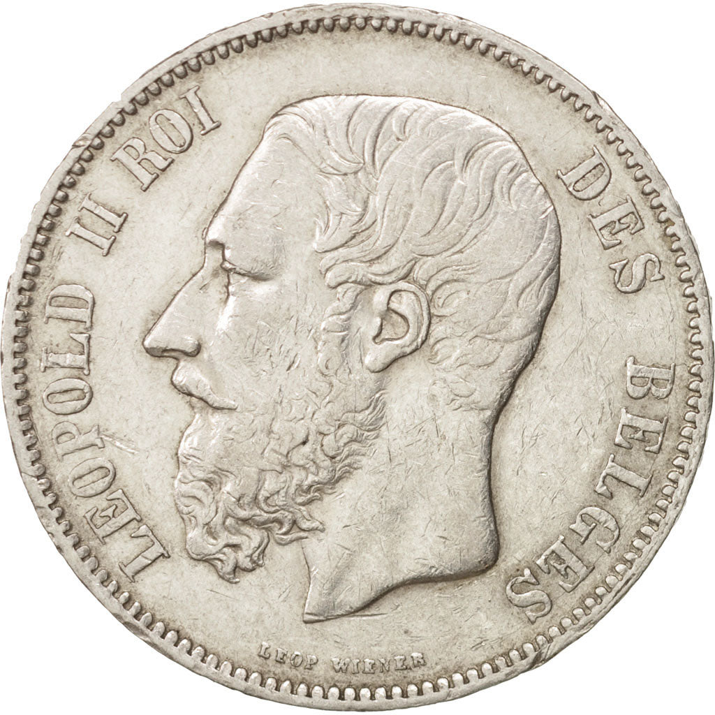 Belgium, Leopold II, 5 Francs, 5 Frank, 1869, EF(40-45), Silver, KM:24