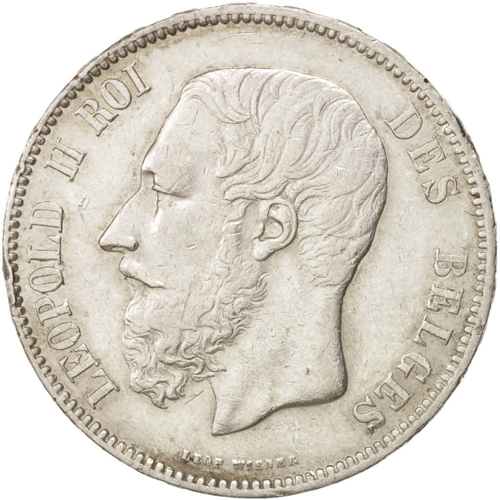 Belgium, Leopold II, 5 Francs, 5 Frank, 1871, AU(50-53), Silver, KM:24