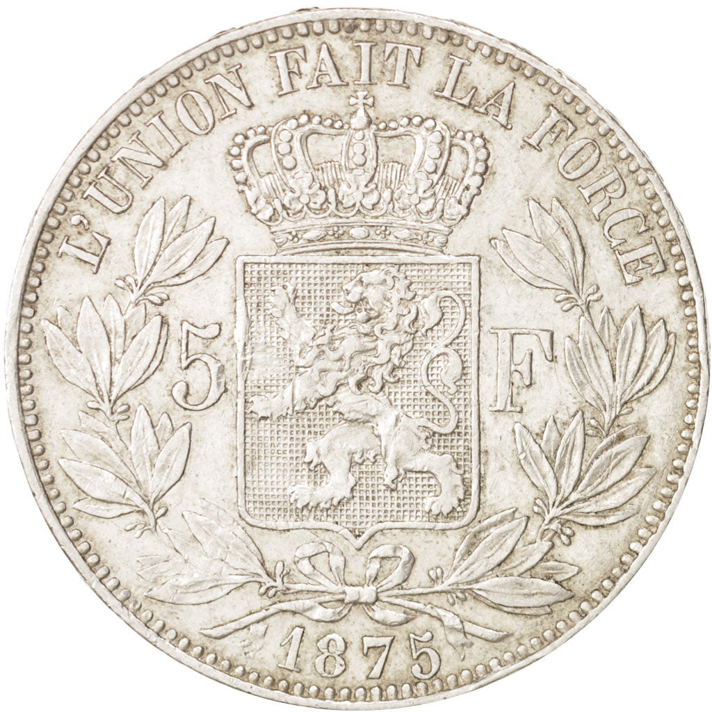 Belgium, Leopold II, 5 Francs, 5 Frank, 1875, EF(40-45), Silver, KM:24