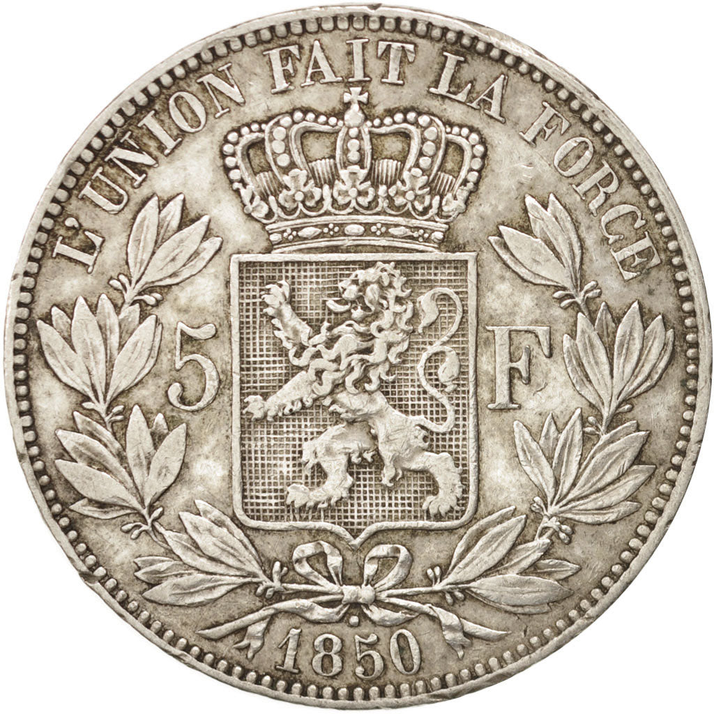 Coin, Belgium, Leopold I, 5 Francs, 5 Frank, 1850, EF(40-45), Silver, KM:17