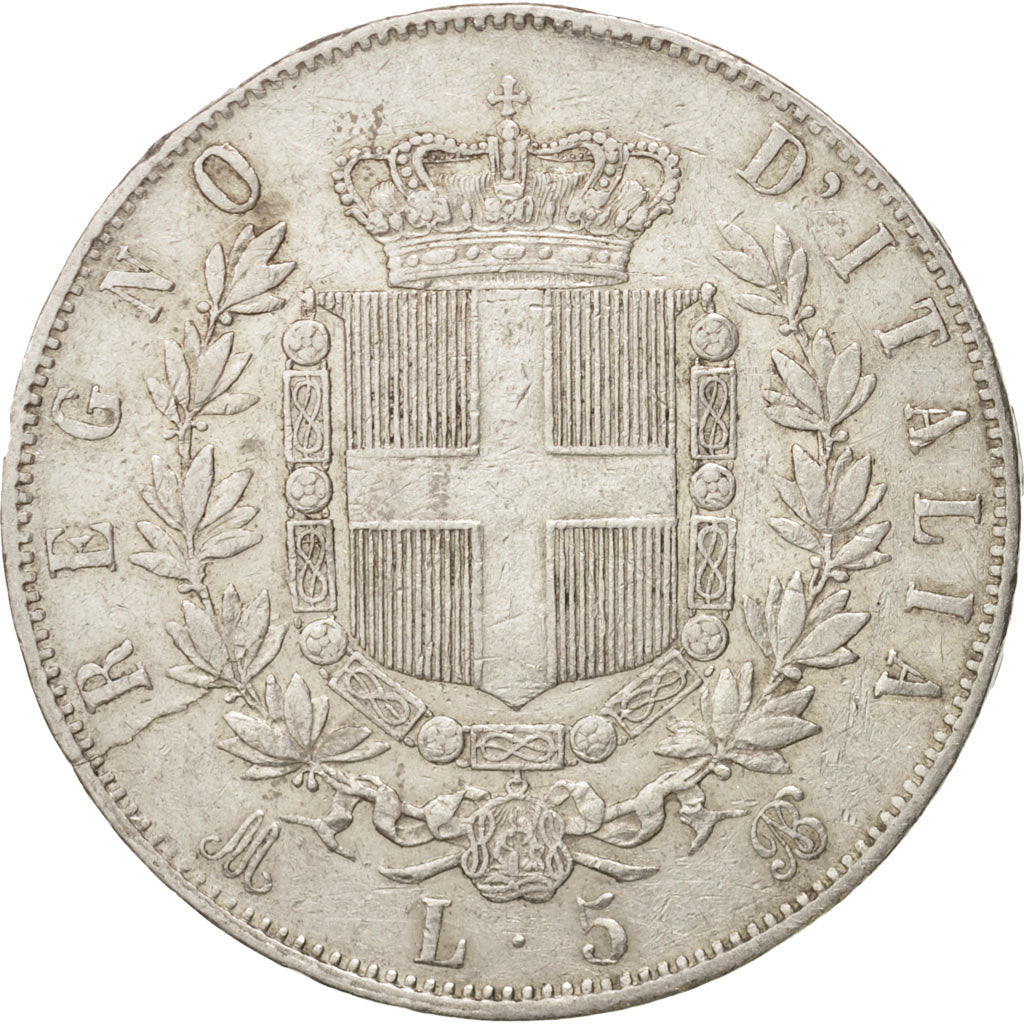Coin, Italy, Vittorio Emanuele II, 5 Lire, 1872, Milan, EF(40-45), Silver