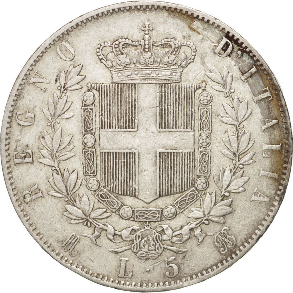 Italy, Vittorio Emanuele II, 5 Lire, 1872, Milan, EF(40-45), Silver, KM:8.3