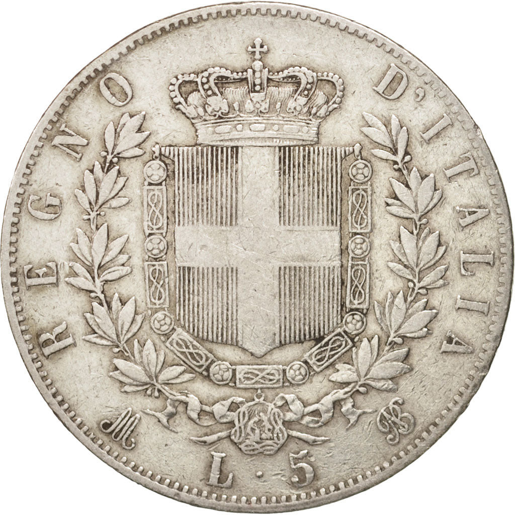 Münze, Italien, Vittorio Emanuele II, 5 Lire, 1875, Milan, S+, Silber, KM:8.3