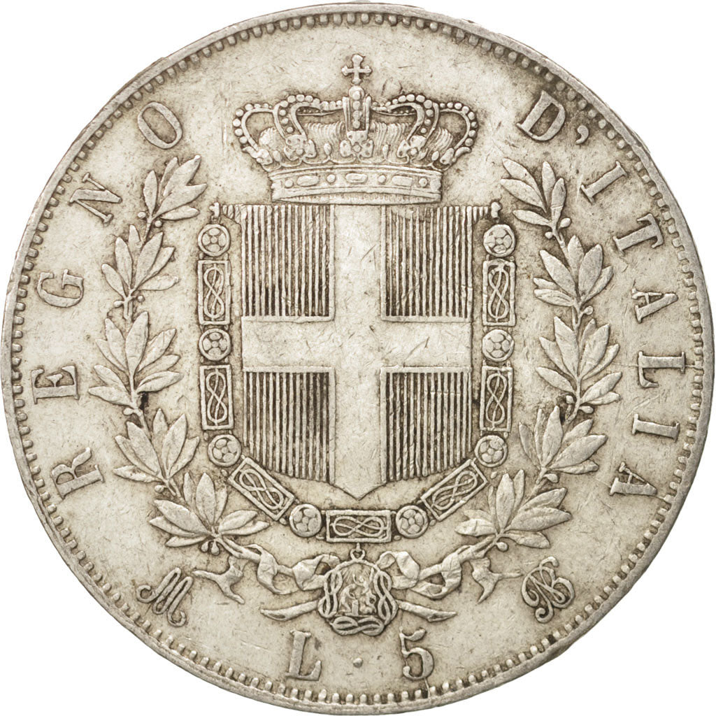 Italy, Vittorio Emanuele II, 5 Lire, 1871, Milan, EF(40-45), Silver, KM:8.3