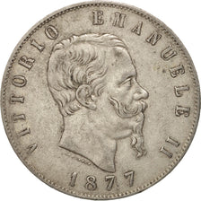 Coin, Italy, Vittorio Emanuele II, 5 Lire, 1877, Rome, EF(40-45), Silver, KM:8.4