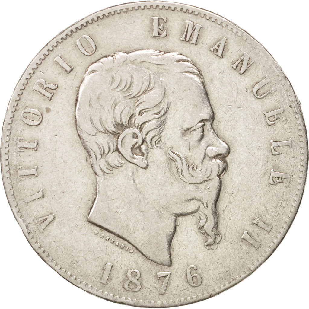 Coin, Italy, Vittorio Emanuele II, 5 Lire, 1876, Rome, VF(30-35), Silver, KM:8.4