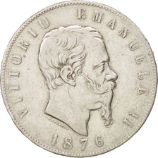 Moneta, Italia, Vittorio Emanuele II, 5 Lire, 1876, Rome, MB+, Argento, KM:8.4