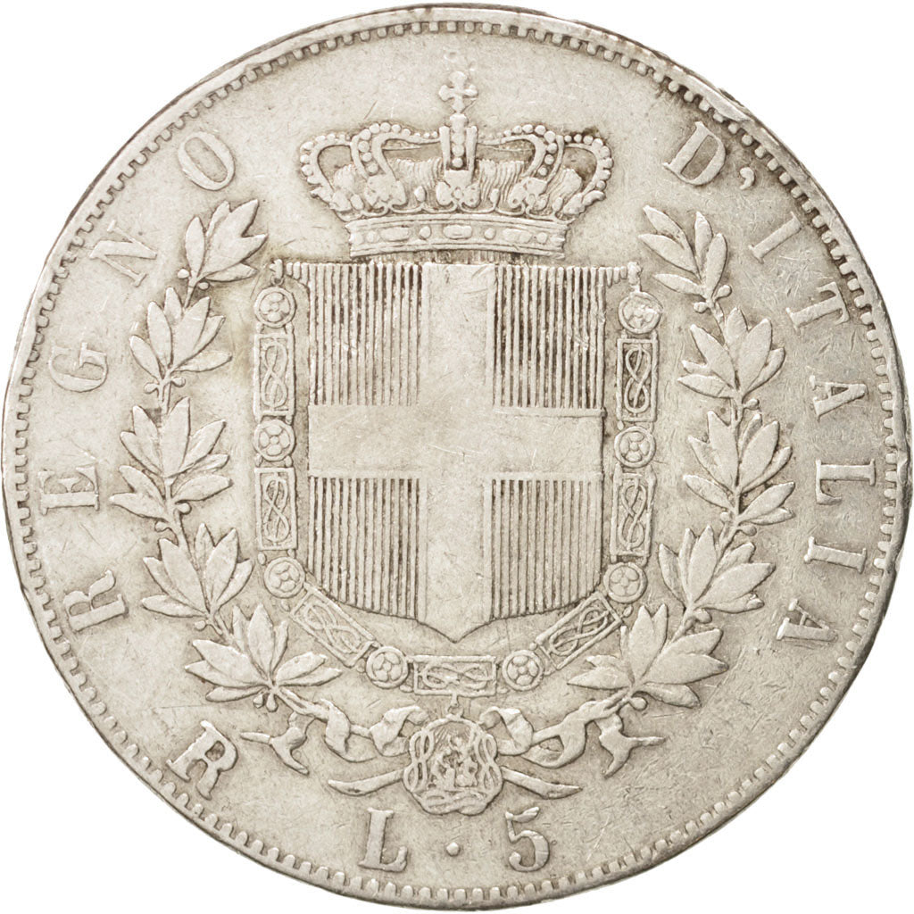Coin, Italy, Vittorio Emanuele II, 5 Lire, 1876, Rome, VF(30-35), Silver, KM:8.4