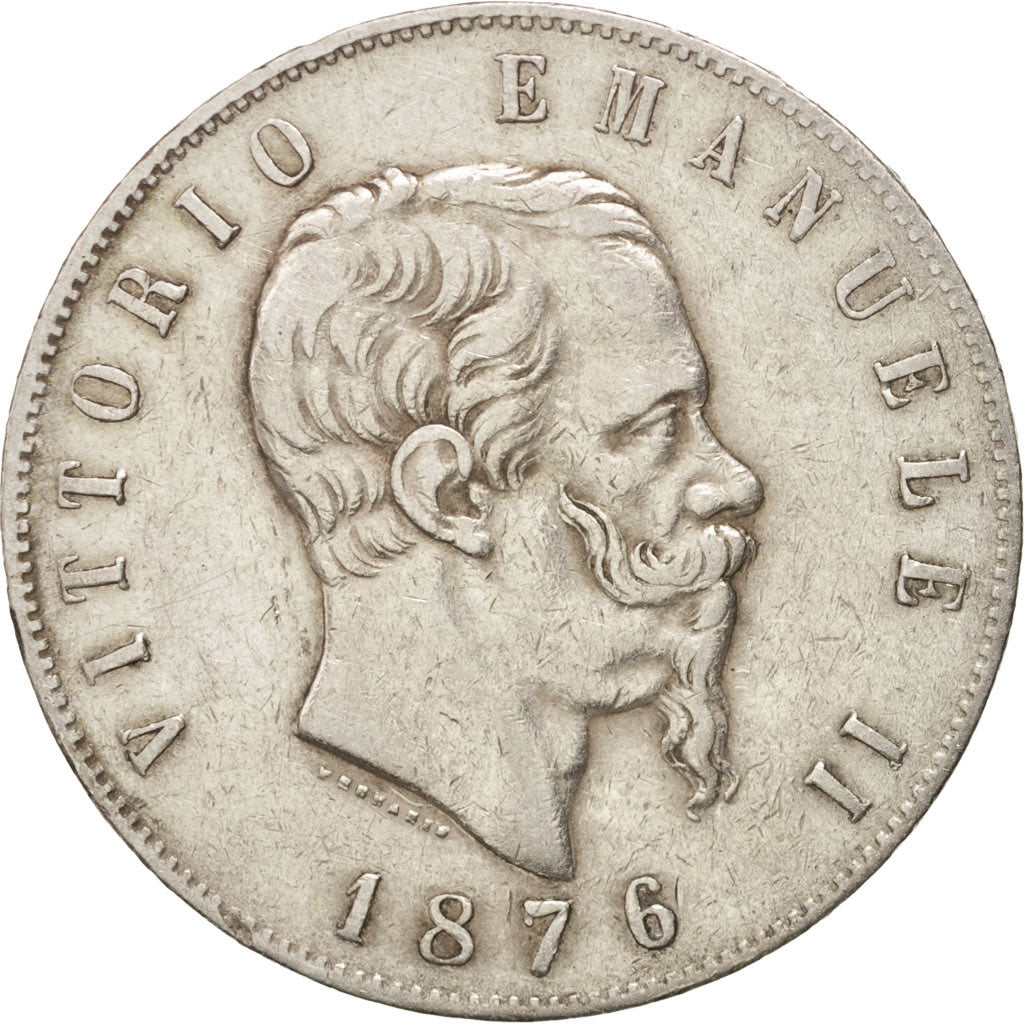 Coin, Italy, Vittorio Emanuele II, 5 Lire, 1876, Rome, EF(40-45), Silver, KM:8.4