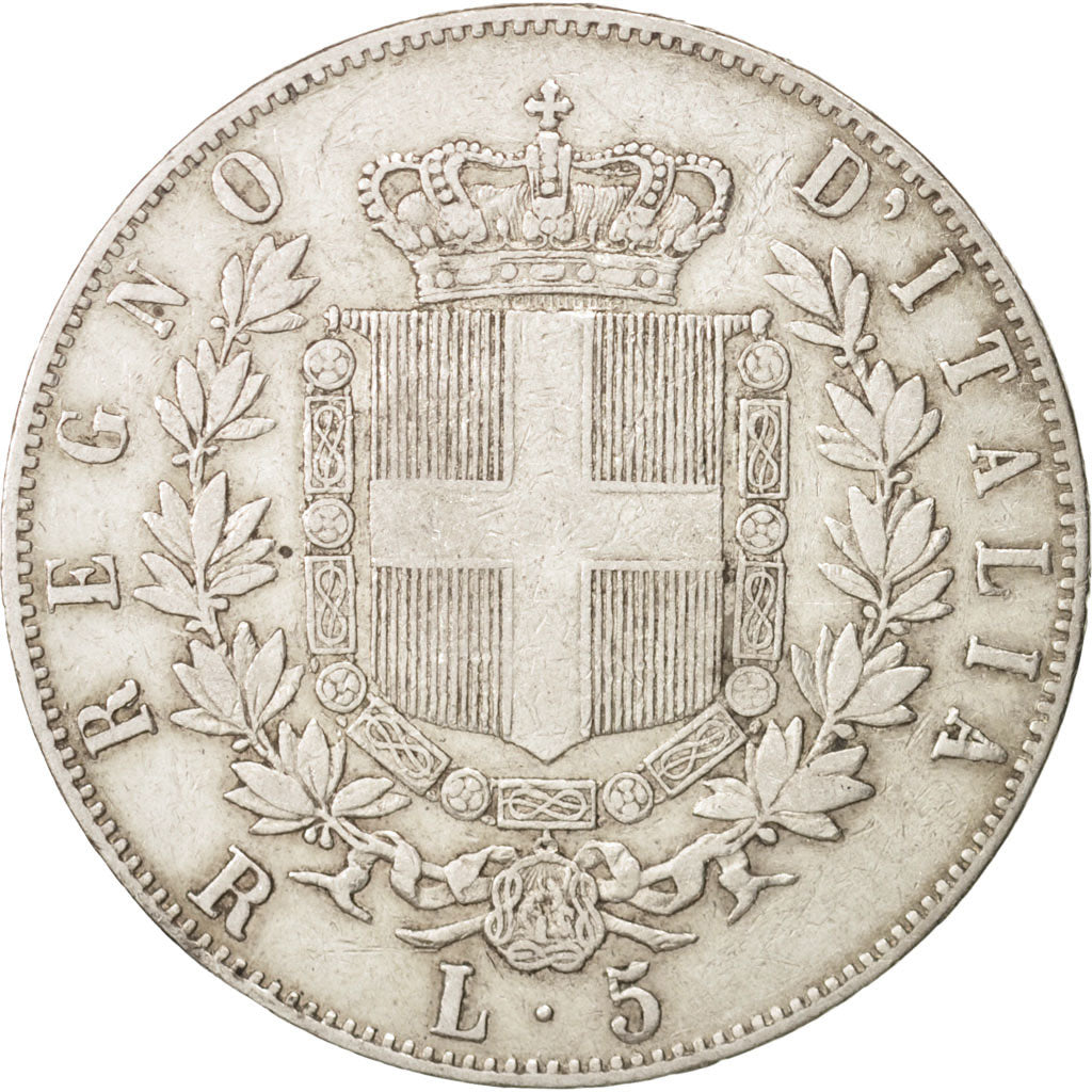Coin, Italy, Vittorio Emanuele II, 5 Lire, 1876, Rome, EF(40-45), Silver, KM:8.4