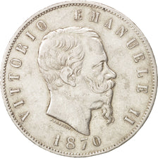 Italie, Vittorio Emanuele II, 5 Lire, 1870, Milan, TTB, Argent, KM:8.3