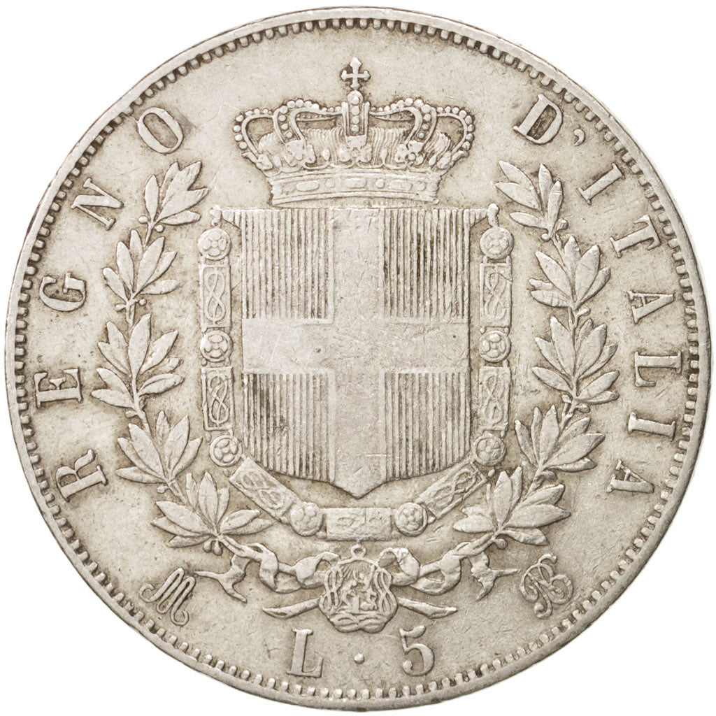 Coin, Italy, Vittorio Emanuele II, 5 Lire, 1870, Milan, EF(40-45), Silver