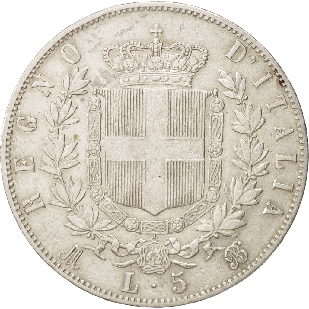 Italy, Vittorio Emanuele II, 5 Lire, 1869, Milan, EF(40-45), Silver, KM:8.3