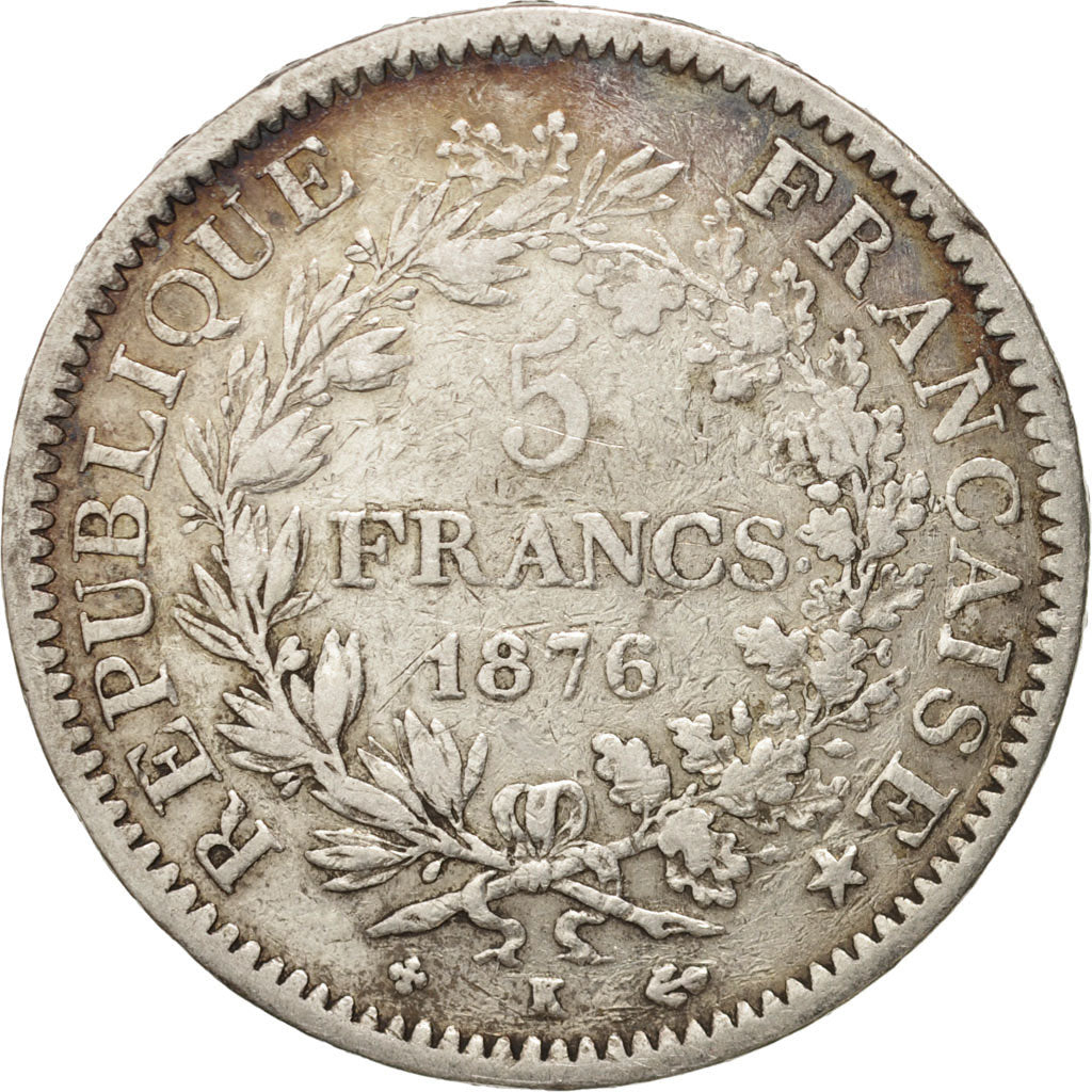 Munten, Frankrijk, Hercule, 5 Francs, 1876, Bordeaux, FR+, Zilver, KM:820.2