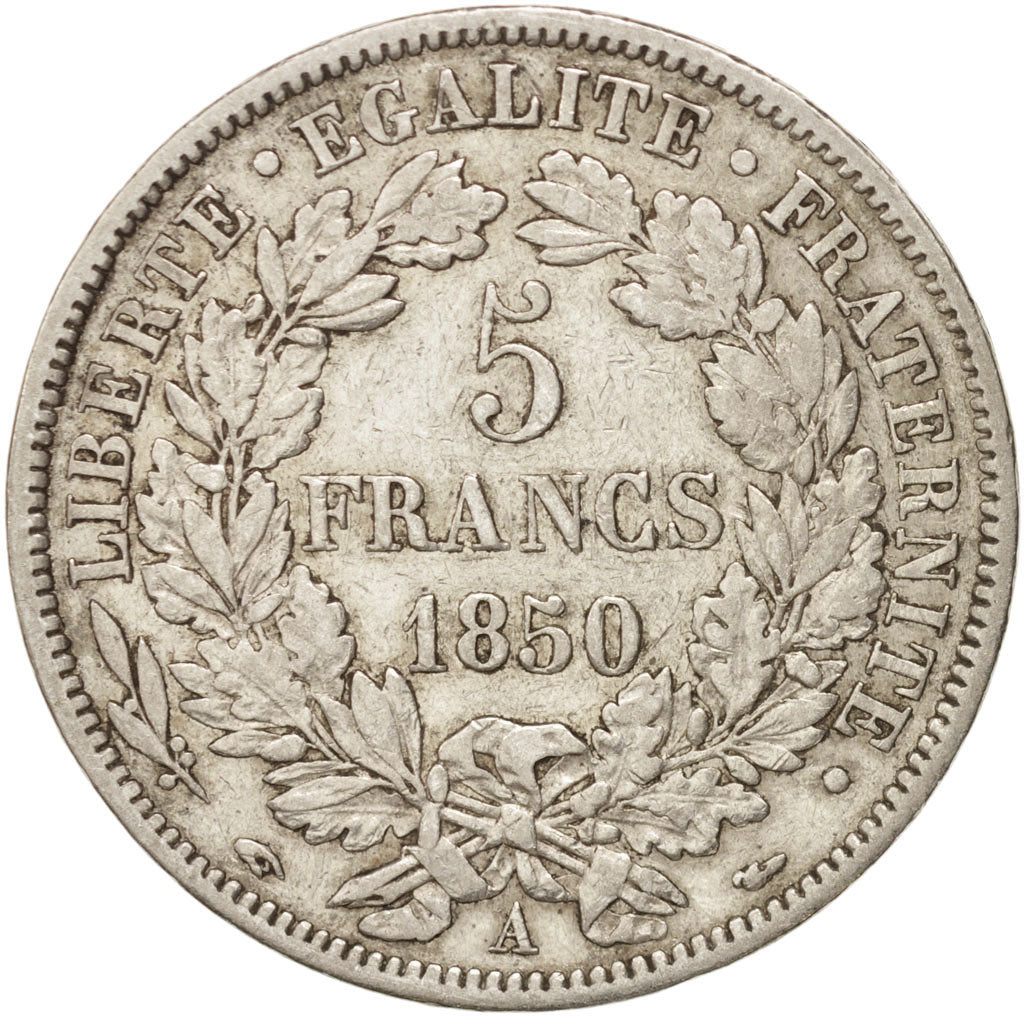 Monnaie, France, Cérès, 5 Francs, 1850, Paris, TTB, Argent, KM:761.1