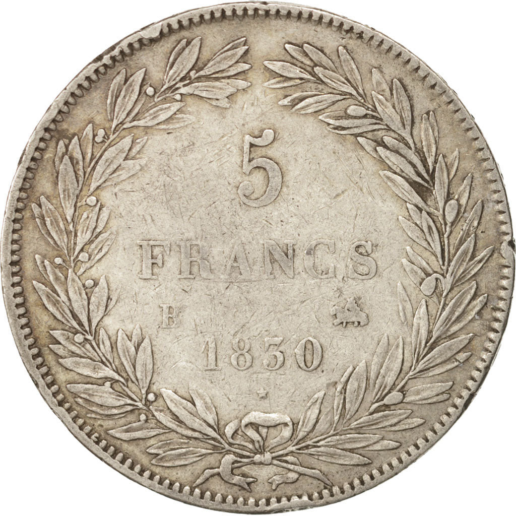 France, Louis-Philippe, 5 Francs, 1830, Rouen, VF(30-35), Silver, KM:735.2