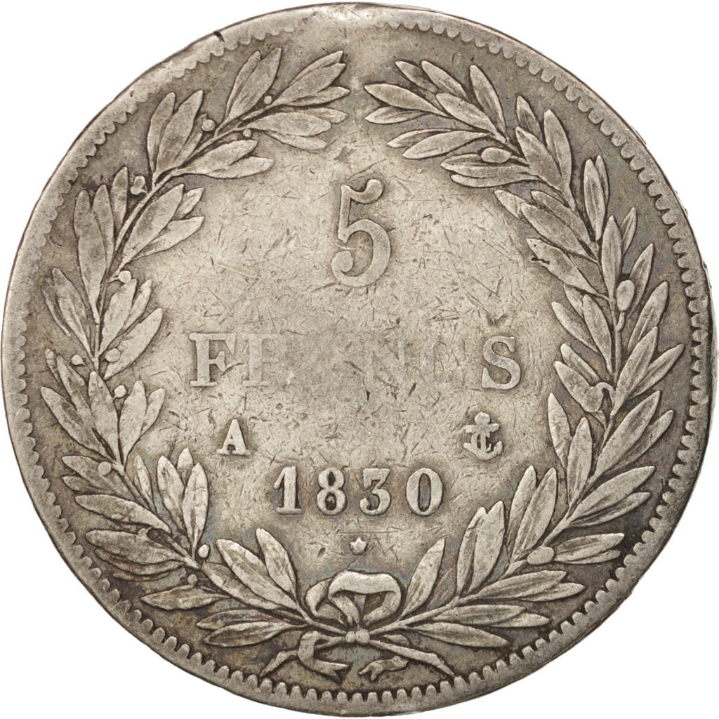 France, Louis-Philippe, 5 Francs, 1830, Paris, VF(20-25), Silver, KM:735.1