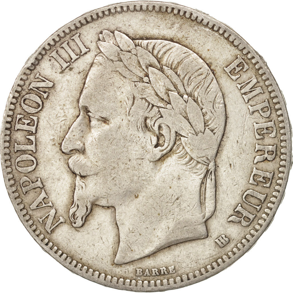 France, Napoléon III, 5 Francs, 1868, Strasbourg, VF(30-35), Silver, KM:799.2